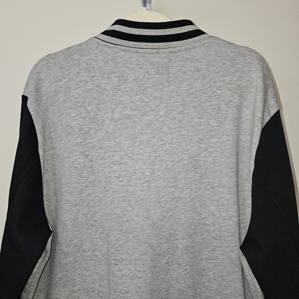 PENGUIN Men's Varsity Gray & Black Rib Knit Button Closure Bomber Jacket Sz XL - Picture 7 of 14